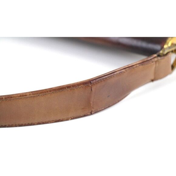 VINTAGE Sydney California BROWN GENUINE LEATHER FRAMED FLAP BAG HANDBAG SATCHEL - Picture 8 of 14